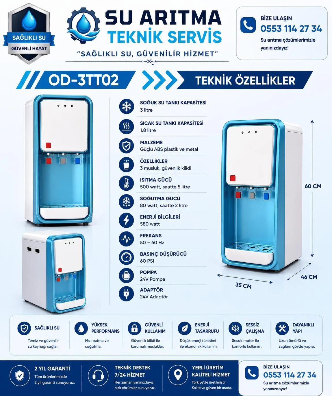 OD-3TT02 Masaüstü Su Arıtma Sebili