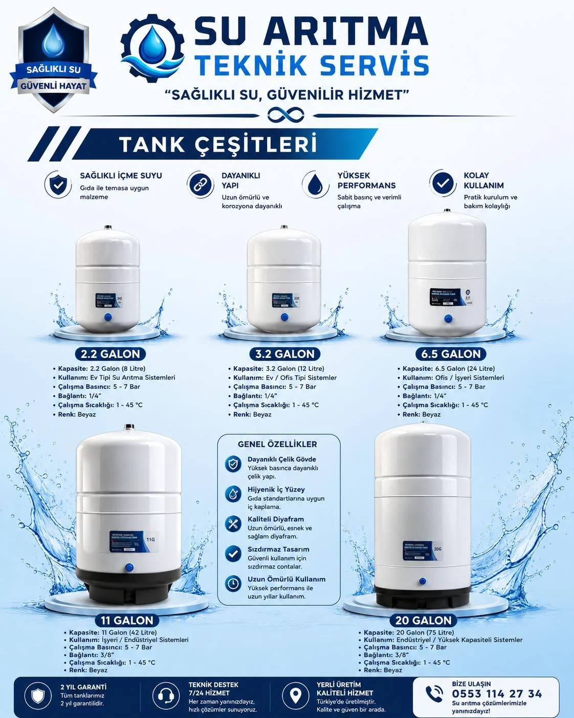 Su Arıtma Cihazı -  Tank Cesitleri
